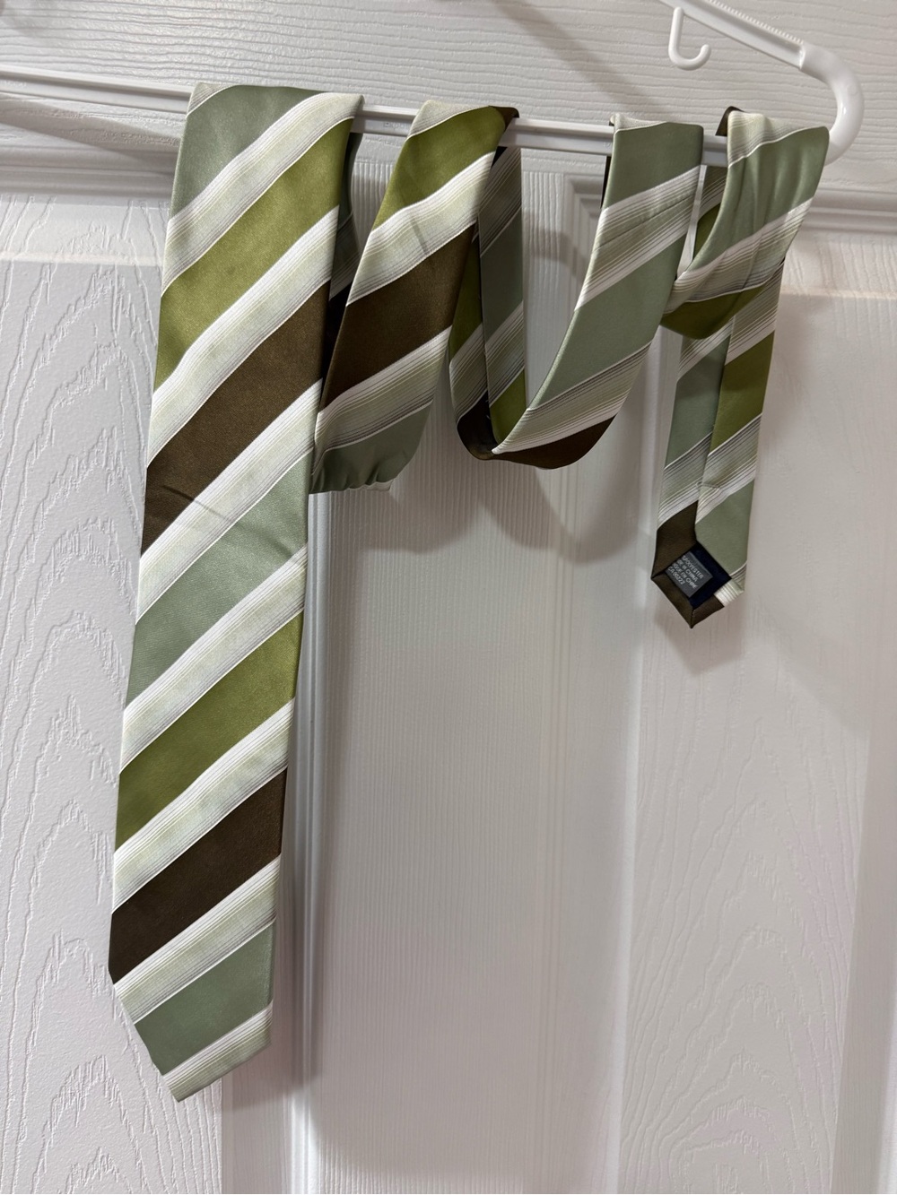 Vintage Protocol Striped Men's Necktie – Earthy Greens & Brown – Made in Canada